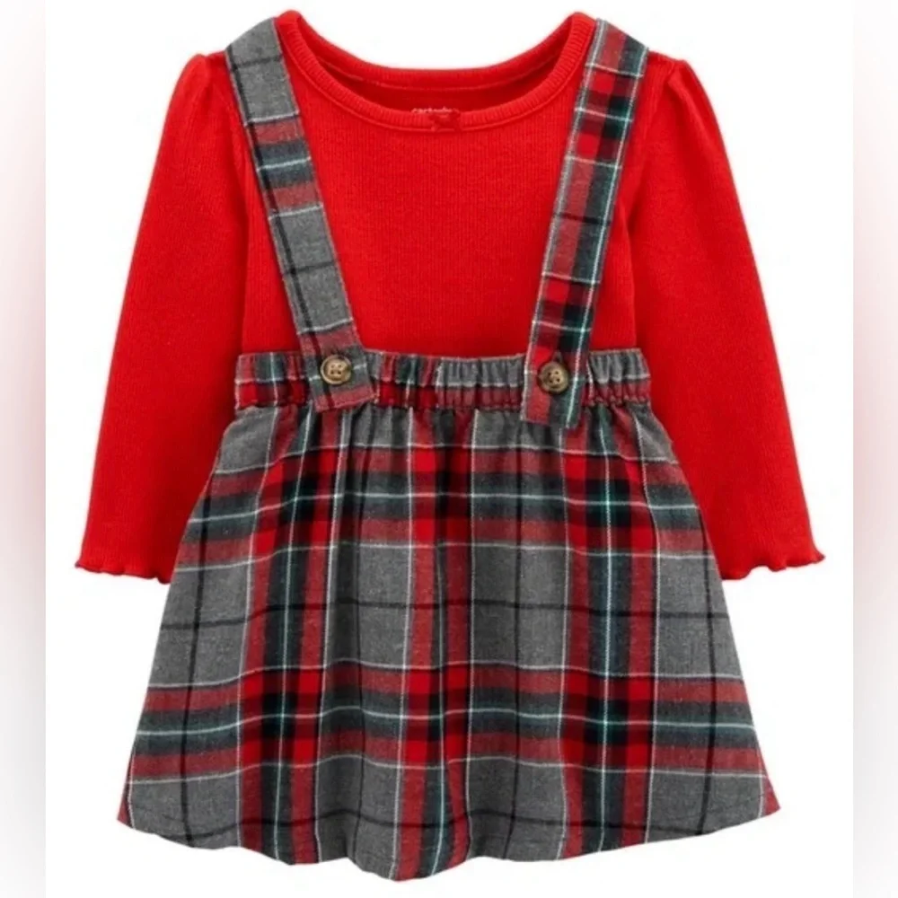 Carter’s 2-Piece Holiday Plaid Jumper Set | 6 Months